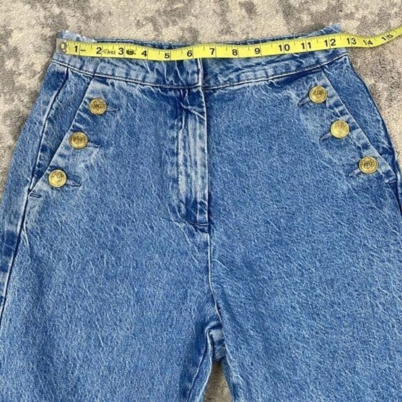 Zara High Rise Sailor Button Slant Pocket Jeans Vintage Wash Straight Leg Sz S - Picture 11 of 14